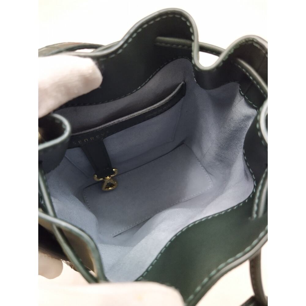 Senreve Fiore Green Leather Drawstring Bucket Crossbody Bag - Picture 14 of 16
